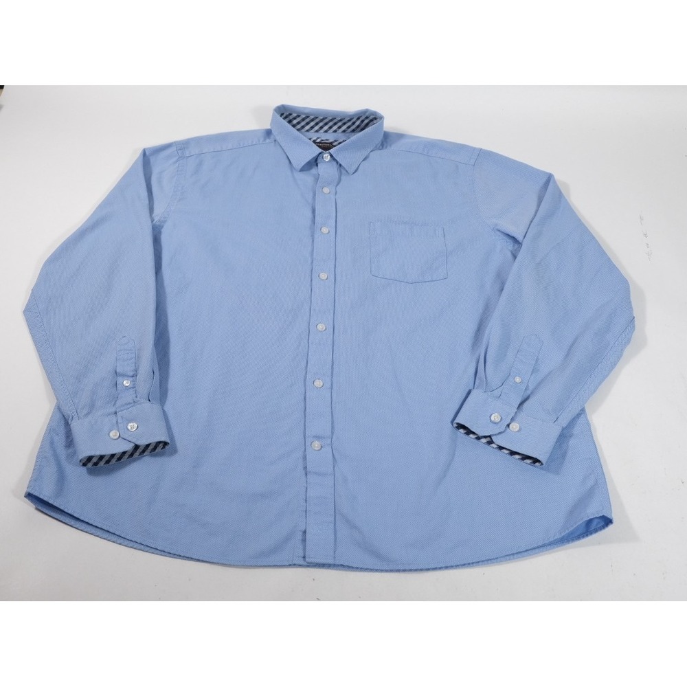 Johnston & Murphy Button Down Men XXL Blue Gingham Shirt Cotton Pocket